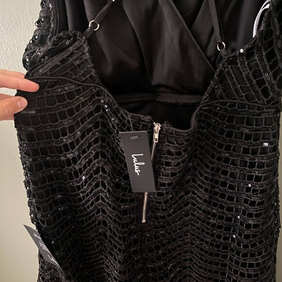 NWT Lulu's Black Sequin Mini Dress, Size Small - Picture 5 of 14